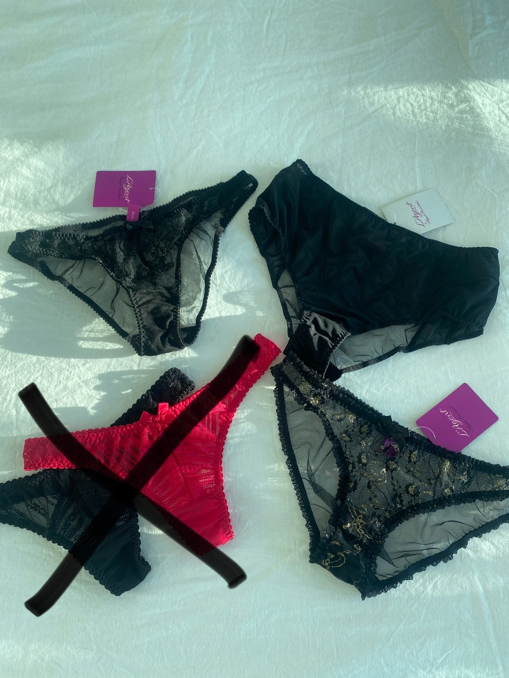 Bundle of three Agent Provocateur L’Agent Women’s Lace & Mesh Panty Set - Black
